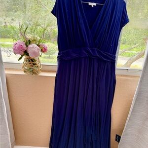 Soma Blue Ruched Maxi Sundress V-Neck